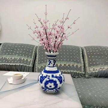 臺灣/✨樂高青花瓷花瓶積木兼容樂高益智拼圖成年人高難度拼接暑假情人節禮物