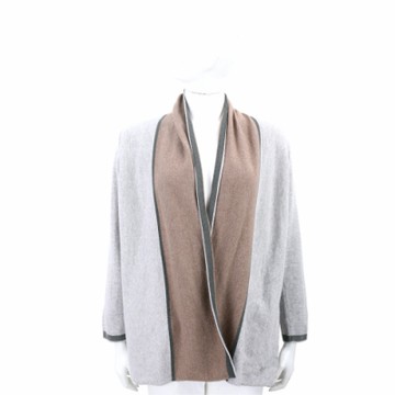 Andre Maurice 灰棕拼色喀什米爾羊毛針織罩衫 外套