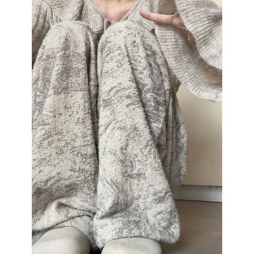 新中式國風褲子女春秋高腰垂感高級感休閑直筒水墨扎染山本闊腿褲