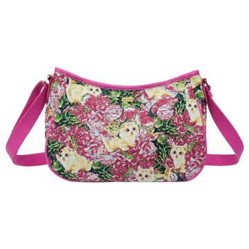 彎月斜背包 躲貓貓 桃紅