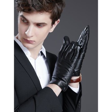 真皮手套男士冬季加絨加厚防寒保暖100%山羊皮手套男款摩托車騎行