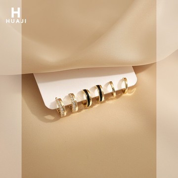 花跡組合套裝圓圈耳環女2021年新款潮小巧簡約耳圈冷淡風個性耳飾