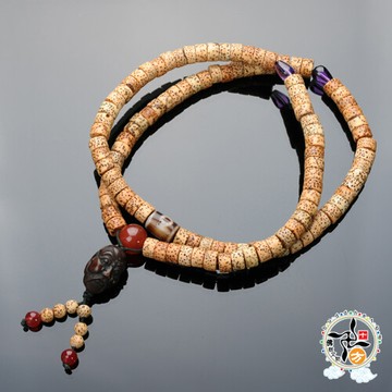 羅漢{黑檀}+天珠+星月菩提108念珠5*8mm   十方佛教文物