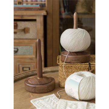 蘇蘇姐家黑胡桃毛線軸可轉動架立式手工針織編織工具圓柱可拆卸