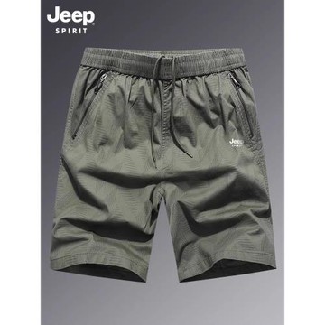吉普五分褲男士短褲夏季新款純棉休閑褲寬松男褲爸爸工裝運動褲子