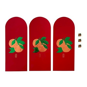 郭公館工作室 ▏浮雕燙金紅包袋-金吉利-3入組 附封口小貼紙