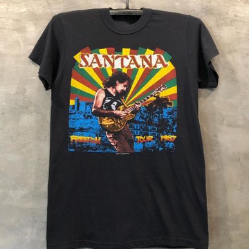 Santana山塔那樂隊歐美搖滾街頭潮流短袖oversize男女嘻哈質感T恤