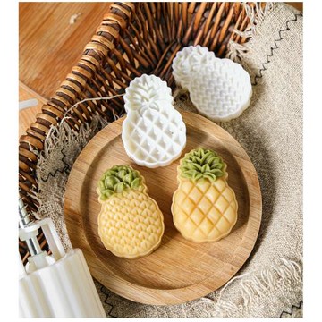 家用25/50g克立體菠蘿鳳梨形手壓廣式綠豆糕酥點模子月餅模具不粘