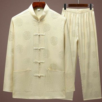 【巴黎精品】現貨+預購 新中式唐裝套裝中國風襯衫長袖冰絲上衣長褲休閒男裝-千禧男裝5色a1kr10
