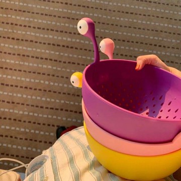 臺灣現/🎀瀝水籃 菜簍韓國ins創意搞怪趣味小怪獸瀝水籃可愛卡通塑料可過濾水果神器