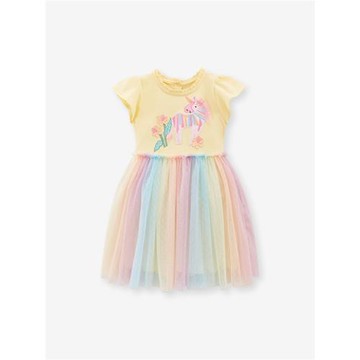 獨角獸女童連衣裙夏裝2024年新款女孩洋氣網紗裙子中小兒童公主裙