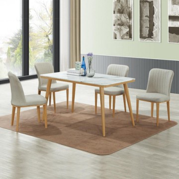 Boden-夏普4尺石面餐桌椅組(一桌四椅)-120x80x76cm