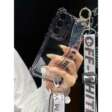 悅皇自帶鏡頭膜適用于三星GalaxyS25Ultra手機殼腕帶掛繩S24U氣囊全包防摔保護套s24斜挎背帶s23+透明A55/A35