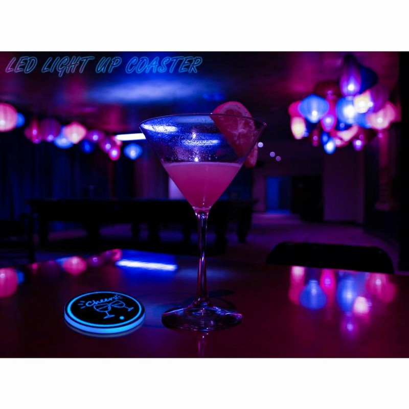自動で光る 光センサー LED コースター ライト RGB アクリル 車