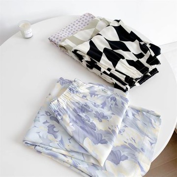 百搭單品睡褲 柔軟舒服貢緞棉綢 涼快情侶男女士家居長褲 寬松版