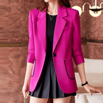 火龍果色西裝外套女春秋2024新款秋冬時尚高級感休閑大碼西服上衣