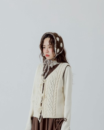 波點綁帶造型針織髮帶 兩色售