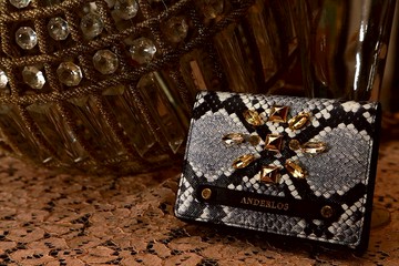 寶石 蛇紋 真皮 卡片夾 短夾