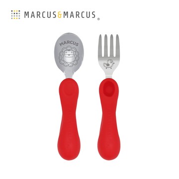 MARCUS＆MARCUS　兒童防滑易握學習叉匙組含盒-獅子_廠商直送