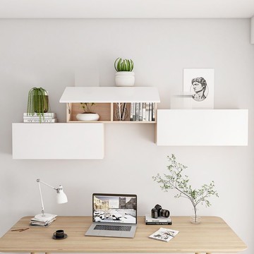 實木書架墻上置物架壁掛式墻面櫃收納壁櫃客廳臥室小書櫃書房吊櫃J-488公司貨