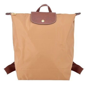 [平輸版]LONGCHAMP LE PLIAGE系列再生尼龍摺疊後背包(中/小鹿棕)真品平輸