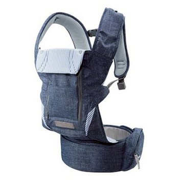 POGNAE NO.5+ Light 輕量型機能揹巾 + 竹纖維口水巾組 超強護腰設計 0~36個月 椅凳、揹帶三合一組合  復刻牛仔藍  29 × 21 × 32cm