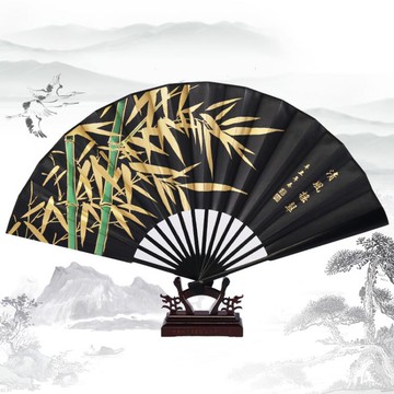 ❤精選❤王星記扇子折扇男中國風古風男扇定制夏季漢服隨身黑色絹扇禮品扇 雙11全館免運