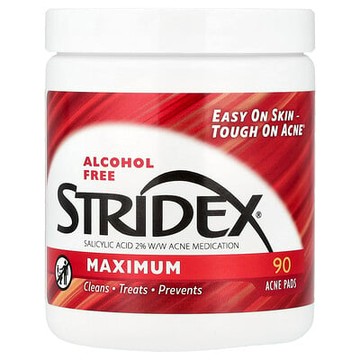 Stridex, 極強型，無乙醇，90 片柔觸棉墊