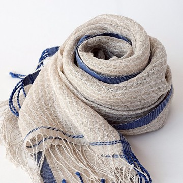 Linen 手織亞麻圍巾【澄花01】