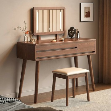 免運 可開票 床頭櫃 邊櫃 側櫃 邊幾 茶几 實木梳妝臺收納櫃臥室現代簡約化妝桌新中式床頭櫃斗櫃化妝臺一體 速度出貨DD1111