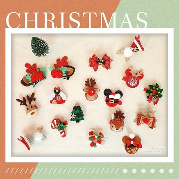 聖誕髮夾-綜，聖誕節飾品/鴨嘴夾/造型夾/髮飾/金蔥/鹿角/麋鹿/米奇/聖誕派對裝扮/裝飾，X射線【X983060】