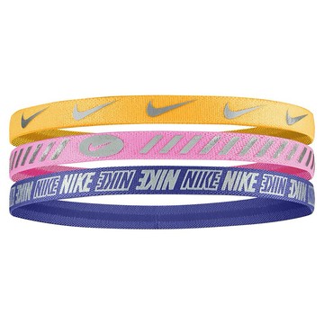 【Nike耐吉】METALLIC 三入組彈性髮帶 矽膠防滑材質運動吸汗止汗束髮帶(N1004527716OS)籃球健身自主訓練有氧運動重量訓練棒球桌網球 獅子座生日禮物 女生禮物 健身穿搭禮物