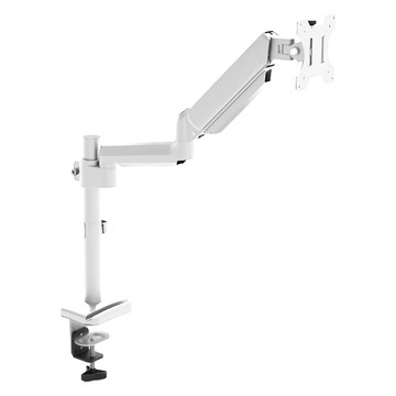 Ermutek 二木科技 鋁合金立柱式桌上型17-32吋氣壓式電腦螢幕支架 DM-028-S 鋁合金結構 360度橫豎螢幕切換 人體工學設計  白色  1個