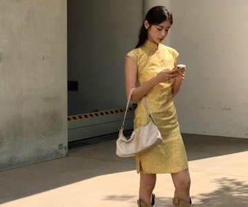 【薑汁天絲】新中式復古中國風/腰果花短款旗袍