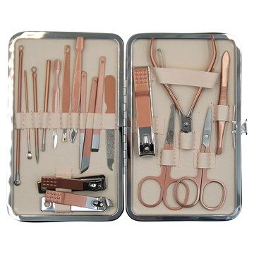 全方位修指甲 19件組 不鏽鋼 + 皮革 223g  1組