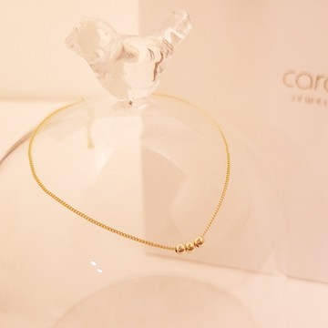 【焦糖小姐 Ms caramelo】925純銀鍍K黃 小金珠腳鍊