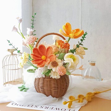 T64午後的野餐派對-針織花籐籃 / 針織開幕花禮