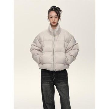 Set for life 23AW90白鴨絨立領黑灰雙色短寬Boxy版型羽絨服夾克