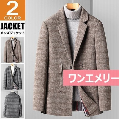 テーラードジャケット メンズ ウールジャケット 厚地 冬服 メルトンジャケット チェック柄 おしゃれ 通勤 ビジネス 通販 Lineポイント最大get Lineショッピング