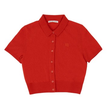 alexanderwang 徽標裝飾羊毛刺繡 Polo 開衫