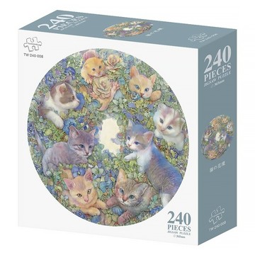 TAIWANG 台旺文創 圓形拼圖 Set 240片 直徑365mm  貓的花環 多色  1盒