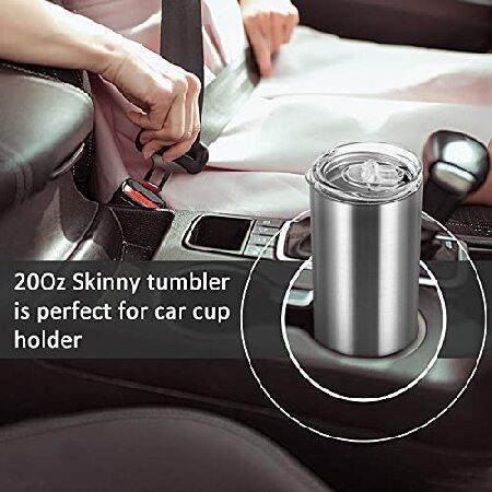 Pack Stainless Steel Skinny Tumblers, Insulated Travel Tumblers, 20 Oz Slim Water Tumbler Cup, Double Wall Insulated Tumbler with Lid and 並行輸入品