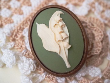 浮雕胸針項鍊鈴蘭綠鈴蘭鈴蘭鈴蘭鈴蘭幸福再來純潔貞潔聖母瑪利亞綠色