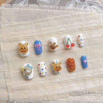 ✨Hannah✨穿戴甲可愛手工手繪流行捏捏貓眼短款ins風預定美甲甜美可愛精緻穿戴甲 YYQL