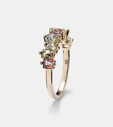 Suzanne Kalan Pastel Rainbow 14kt gold ring with gemstones