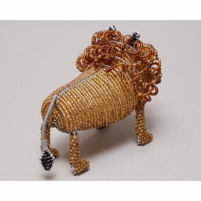 アフリカンハンドメイド ビーズ動物オブジェ 4点セット