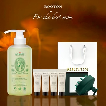 快速出貨【ROOTON】好孕媽媽！甦活植萃洗髮精500ml+淨粹植潤沐浴膠10ml x2+淨粹植潤身體乳10ml x2+頭皮按摩梳+燙金禮袋