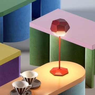 Stone 幾何現代風USB充電式檯燈-多色可選 焰紅