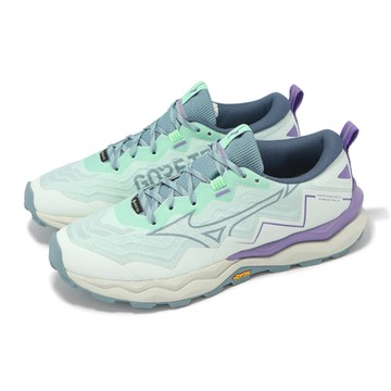 Mizuno 越野跑鞋 Wave Daichi 9 GTX 女鞋 綠 紫 防水 緩衝 黃金大底 運動鞋 美津濃 J1GK2556-22
