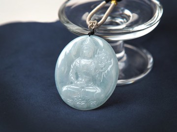 白翡菩薩 | 冰糯起膠白翡 | 天然A貨翡翠玉珮擺件